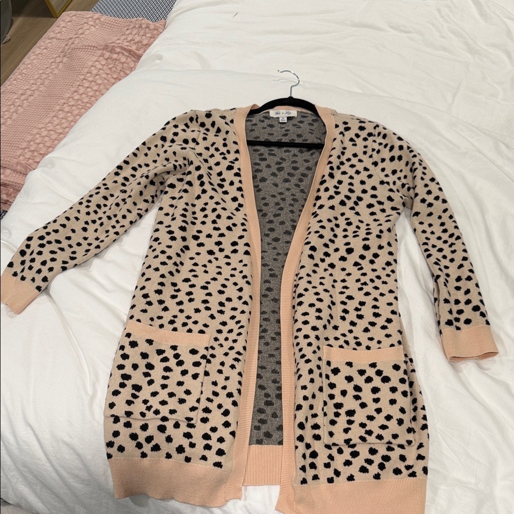 She + Sky Tan and Black Patterned Cardigan